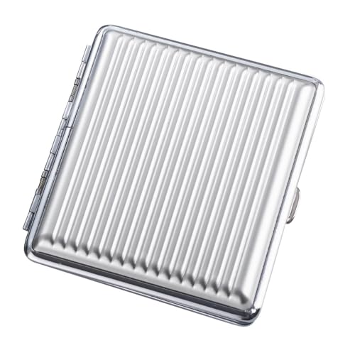 Murago - Zigarettenetui für 20 Zigaretten mit Clip - Etui Zigarettenbox Kunststoff Aufbewahrung Klammer Silberfarbig mit Rillen Damen Herren Metallclips Murago - Zigarettenetui für 20 Zigaretten mit Clip - Etui Zigarettenbox Kunststoff Aufbewahrung Klammer Silberfarbig mit Rillen Damen Herren Metallclips von Murago