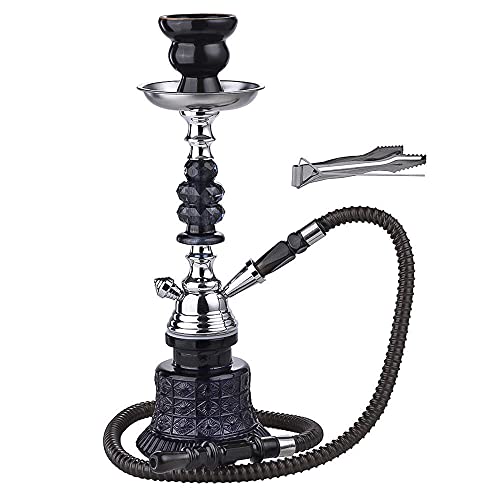 Wasserpfeife ca. 35cm Shisha Set mit Schlauch Nargile Schwarz Metall klein Reiseshisha Hookah von Murago