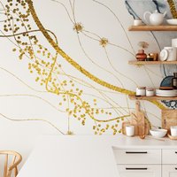 Abstrakte Gold Fluid Art Tapete, Selbstklebende Luxus Peel & Stick Wand Wandbild, Abnehmbare Tapete von MuraliumWallpapers