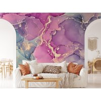 Bunte Fluid Art Tapete, Alkohol Tinte Peel & Stick Abnehmbares Wandbild von MuraliumWallpapers