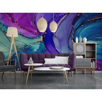 Mischfarben Tintenkunst Tapete, Fluid Art Marmor Peel & Stick Abnehmbares Wandbild von MuraliumWallpapers