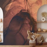 Warmer Toned Stone Effekt Marmor Tapete, Alkohol Tinte Kunst Luxus Wand Wandbilder Für Wohnzimmer, Schlafzimmer, Küche, Peel & Stick von MuraliumWallpapers