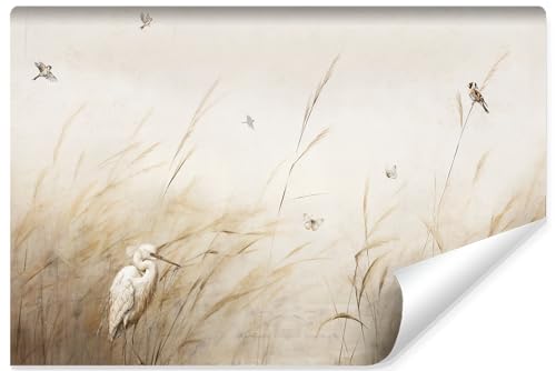 Muralo - 3D Tapete Vliestapete - Fototapete 3d Effekt - Tapete für Wohnzimmer Schlafzimmer Wandtapete - Fototapete - Vögel im hohen Gras Motiv - Br.368cm x Hö.280cm von Muralo