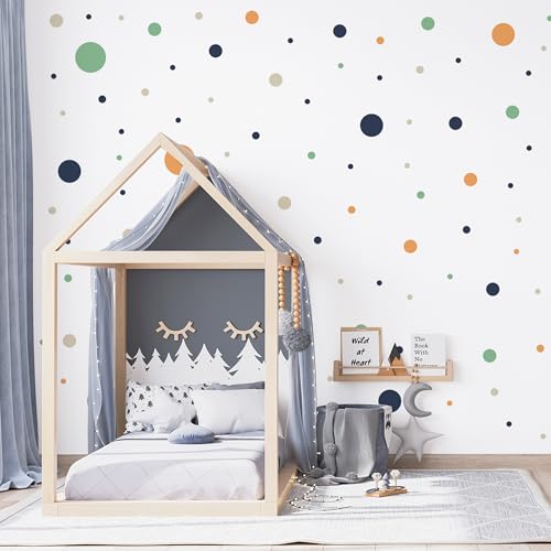 Muralo - Wandtattoo Kinderzimmer Mädchen, Klebe-Punkte Bunt 150 Stück - Wandsticker Wanddeko Babyzimmer, Wandaufkleber Deko Kreise Set, Dots- Br. 60cm x Hö. 30cm von Muralo