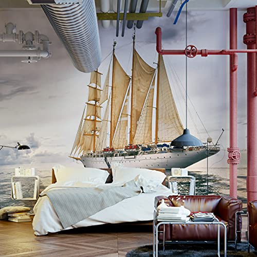 Muralo Fabelhafte Vlies Fototapete 315x210 Wohnzimmer Segelschiff Schiff 3D Moderne Tapete Gästezimmer Schlafzimmer Wandbilder Wandtapete XXL Luxus Abstrakt Br. 315 cm x Hö. 210 cm von Muralo