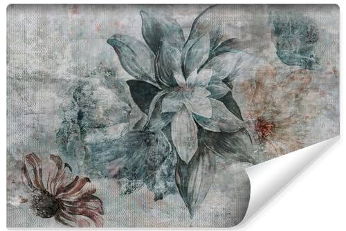 Muralo - Fototapete 3d Effekt - Selbstklebende Tapete 3d - Tapeten für Wohnzimmer Schlafzimmer - Fototapete selbstklebend - Blumen Beton-Optik Motiv - Br.460cm x Hö.300cm von Muralo