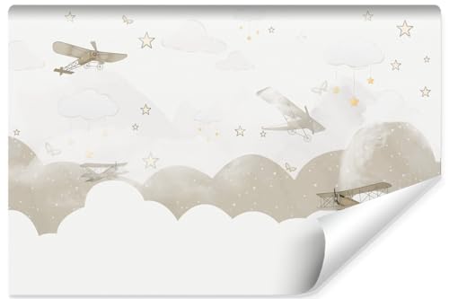 Muralo - Fototapete 3d Effekt - Selbstklebende Tapete 3d - Tapeten für Wohnzimmer Schlafzimmer - Fototapete selbstklebend - Flugzeuge in den Wolken Motiv - Br.315cm x Hö.210cm von Muralo