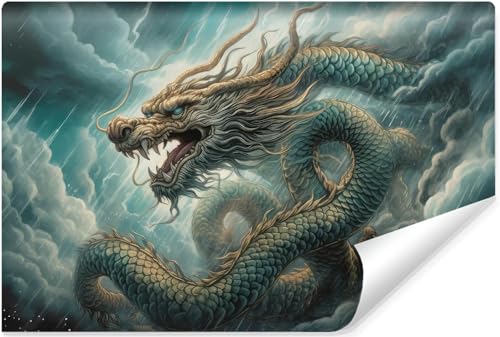 Muralo - Fototapete 3d Effekt - Selbstklebende Tapete 3d - Tapeten für Wohnzimmer Schlafzimmer - Fototapete selbstklebend - chinesischer Drache Motiv - Br.104cm x Hö.70.5cm von Muralo