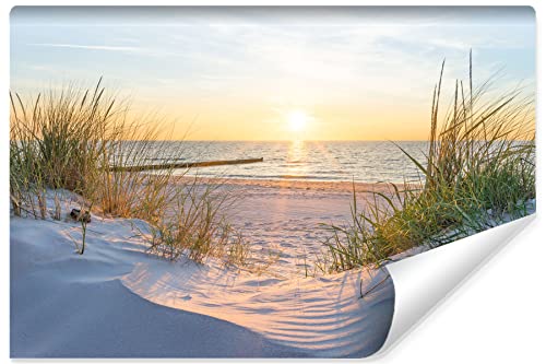 Muralo Fototapete Strand MEER Dünen Sonne Himmel Wasser Landschaft Natur 3D Effekt Moderne Wandtapete Wanddekoration für Wohnzimmer Schlafzimmer Esszimmer (VLIES, Br. 315 cm x Hö. 210 cm) von Muralo