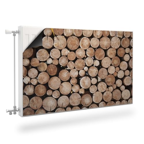 Muralo Heizkörperverkleidung, magnetische Heizkörperabdeckung für Plattenheizkörper aus Stahl oder Blech - Geruchlos und sicher für Gesundheit - Holzstapel Br. 120cm x Hö.60cm von Muralo