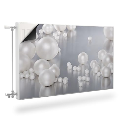 Muralo Heizkörperverkleidung, magnetische Heizkörperabdeckung für Plattenheizkörper aus Stahl oder Blech - Geruchlos und sicher für Gesundheit - Perlen auf grauem Grund Br100cm x Hö.60cm von Muralo