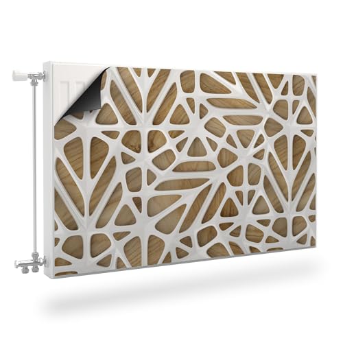 Muralo Heizkörperverkleidung, magnetische Heizkörperabdeckung für Plattenheizkörper aus Stahl oder Blech - Geruchlos und sicher für Gesundheit - Weiße Abstraktion 3D-Effekt Br.80cm x Hö.60cm von Muralo