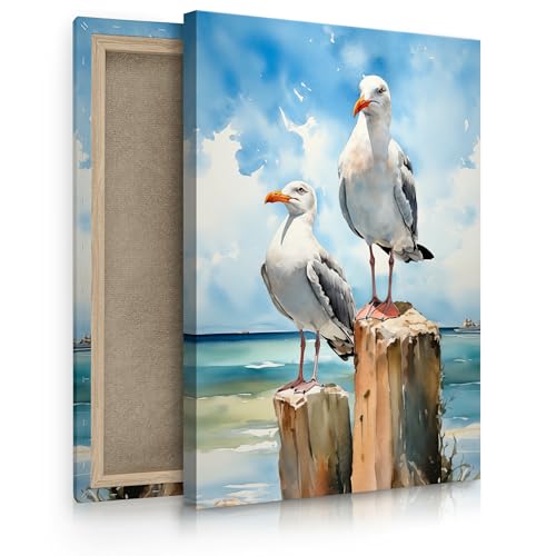 Muralo - Leinwandbild Aufhängefertig mit Abstraktion-Motiv - Bild für Wohnzimmer, Schlafzimmer, Büro, Restaurant - Wandbild Wanddeko Modern - Möwen Über Dem Meer Muster - Br. 50 cm x Hö. 70 cm Muralo - Leinwandbild Aufhängefertig mit Abstraktion-Motiv - Bild für Wohnzimmer, Schlafzimmer, Büro, Restaurant - Wandbild Wanddeko Modern - Möwen Über Dem Meer Muster - Br. 50 cm x Hö. 70 cm von Muralo