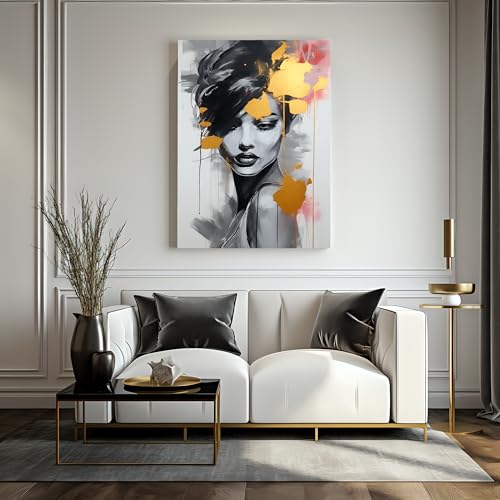 Muralo - Leinwandbild Aufhängefertig mit Abstraktion-Motiv - Frau Bild für Wohnzimmer, Schlafzimmer, Büro, Restaurant - Wandbild Wanddeko Modern Vintage Glamour Loft Stil - Br. 40cm x Hö. 50cm Muralo - Leinwandbild Aufhängefertig mit Abstraktion-Motiv - Frau Bild für Wohnzimmer, Schlafzimmer, Büro, Restaurant - Wandbild Wanddeko Modern Vintage Glamour Loft Stil - Br. 40cm x Hö. 50cm von Muralo