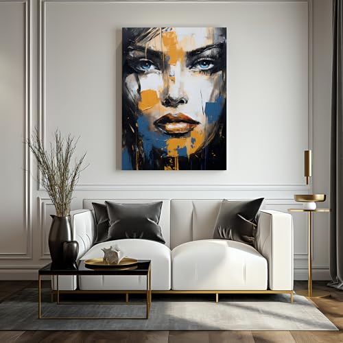 Muralo - Leinwandbild Aufhängefertig mit Abstraktion-Motiv - Frau Bild für Wohnzimmer, Schlafzimmer, Büro, Restaurant - Wandbild Wanddeko Modern Vintage Glamour Loft Stil - Br. 70cm x Hö. 100cm von Muralo