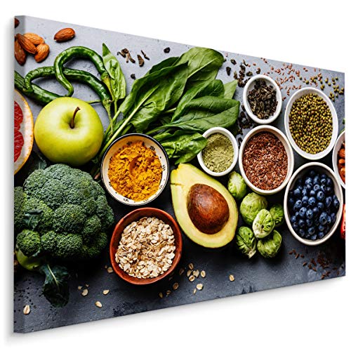 Muralo Leinwandbilder 120x80 Essen Gemüse Obst Leinwand Wandbild Kunstdruck Gewürze Paprikas Chili Rosenkohl Schlafzimmer Wohnzimmer Wanddekoration Design XXL 781 Br. 120 cm x Hö. 80 cm von Muralo