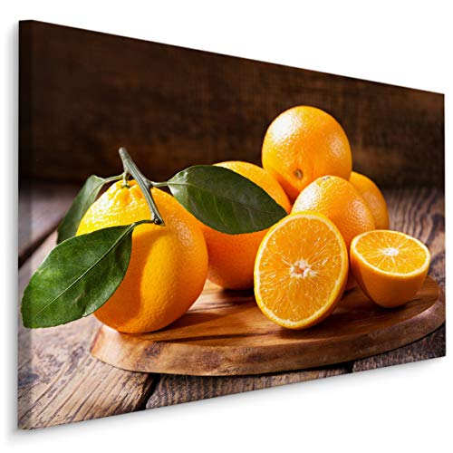 Muralo Leinwandbilder 120x80 Essen Obst Orangen Leinwand Wandbild Kunstdruck Blätter Saftig Frisch Exotisch Schlafzimmer Wohnzimmer Wanddekoration Design XXL 713 Br. 120 cm x Hö. 80 cm von Muralo