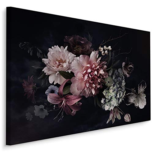 Muralo Leinwandbilder 120x80 Pfingstrosen Blumen Natur Leinwand Wandbild Kunstdruck Flora Pflanzen Blätter Blüten Schlafzimmer Wohnzimmer Wanddekoration Design XXL 359 Br. 120 cm x Hö. 80 cm von Muralo