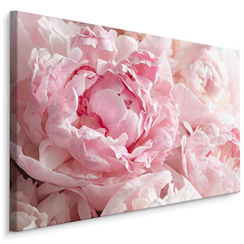 Muralo Leinwandbilder 120x80 Pfingstrosen Blumen Natur Leinwand Wandbild Kunstdruck Flora Pflanzen Blätter Blüten Schlafzimmer Wohnzimmer Wanddekoration Design XXL 371 Br. 120 cm x Hö. 80 cm von Muralo