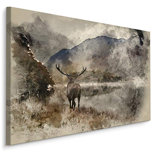 Muralo Leinwandbilder 120x80 Tiere Waldtiere Wildtiere Leinwand Wandbild Kunstdruck Hirsch Hirschgeweih Natur Berge Schlafzimmer Wohnzimmer Wanddekoration Design XXL 846 Br. 120 cm x Hö. 80 cm Muralo Leinwandbilder 120x80 Tiere Waldtiere Wildtiere Leinwand Wandbild Kunstdruck Hirsch Hirschgeweih Natur Berge Schlafzimmer Wohnzimmer Wanddekoration Design XXL 846 Br. 120 cm x Hö. 80 cm von Muralo