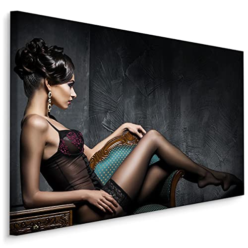 Muralo Leinwandbilder 40x30 Frau Schön Erotisch Erotismus Sexy Intim Canvas Wandbild Kunstdruck Schlafzimmer Wohnzimmer Wanddekoration Design XXL Br. 40 cm x Hö. 30 cm, Mehrfarbig von Muralo