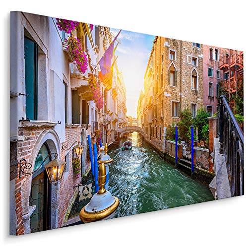 Muralo Leinwandbilder 40x30 Venedig Stadt Kanal Leinwand Wandbild Kunstdruck Wasser Gasse Boot Architektur Schlafzimmer Wohnzimmer Wanddekoration Design XXL 423 Br. 40 cm x Hö. 30 cm von Muralo