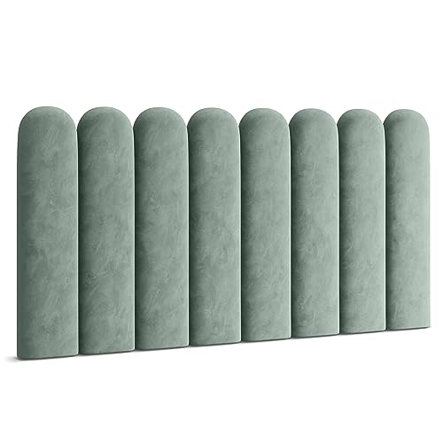 Muralo Polsterpaneel ovales WANDPOLSTER Wandkissen Bettkopfteil Wandpaneel Schlafzimmer Wohnzimmer Bett Lendekissen Modern Luxus Gepolstert Polster Paneel (Mint, 20 cm x 100 cm) von Muralo