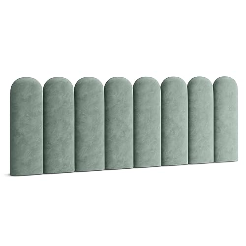 Muralo Polsterpaneel ovales WANDPOLSTER Wandkissen Bettkopfteil Wandpaneel Schlafzimmer Wohnzimmer Bett Lendekissen Modern Luxus Gepolstert Polster Paneel (Mint, 30 cm x 100 cm) von Muralo