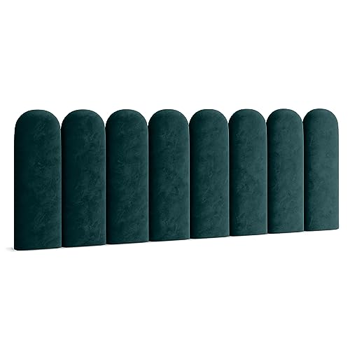 Muralo Polsterpaneel ovales WANDPOLSTER Wandkissen Bettkopfteil Wandpaneel Schlafzimmer Wohnzimmer Bett Lendekissen Modern Luxus Gepolstert Polster Paneel (Türkis, 30 cm x 100 cm) von Muralo