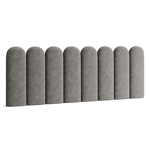 Muralo Polsterpaneel ovales WANDPOLSTER Wandkissen Bettkopfteil Wandpaneel Schlafzimmer Wohnzimmer Bett Lendekissen Modern Luxus Gepolstert Polster Paneel (Grau, 30 cm x 80 cm) von Muralo