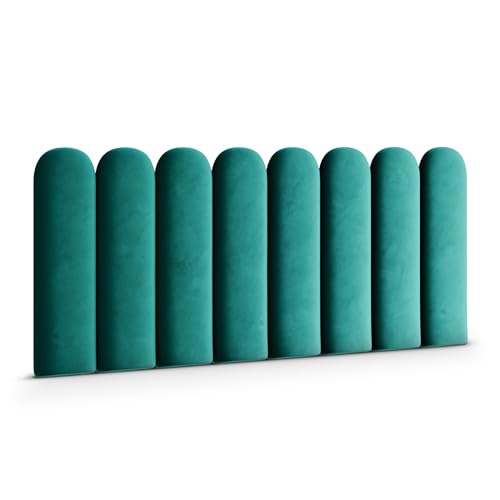 Muralo - Samt Wandkissen Stoff Polster-Paneel für Schlafzimmer Wohnzimmer Bett Wandpolster Bettkopfteil Lendekissen Modern Luxus Gepolstert Magic Velvet (Türkis, 30 cm x 100 cm) von Muralo