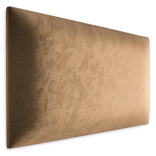 Muralo Samt Wandkissen Stoff Polsterpaneel Schlafzimmer Wohnzimmer Bett Wandpolster Bettkopfteil Lendekissen Modern Luxus Gepolstert Polster Paneel (Beige, 40 cm x 30 cm) von Muralo