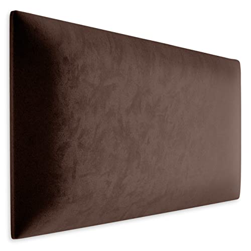 Muralo Samt Wandkissen Stoff Polsterpaneel Schlafzimmer Wohnzimmer Bett Wandpolster Bettkopfteil Lendekissen Modern Luxus Gepolstert Polster Paneel (Braun, 40 cm x 30 cm) von Muralo