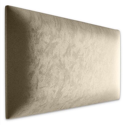 Muralo Samt Wandkissen Stoff Polsterpaneel Schlafzimmer Wohnzimmer Bett Wandpolster Bettkopfteil Lendekissen Modern Luxus Gepolstert Polster Paneel (Creme, 50 cm x 40 cm) von Muralo