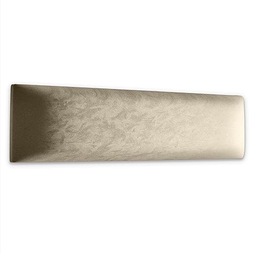 Muralo Samt Wandkissen Stoff Polsterpaneel Schlafzimmer Wohnzimmer Bett Wandpolster Bettkopfteil Lendekissen Modern Luxus Gepolstert Polster Paneel (Creme, 70cm x 15cm) von Muralo