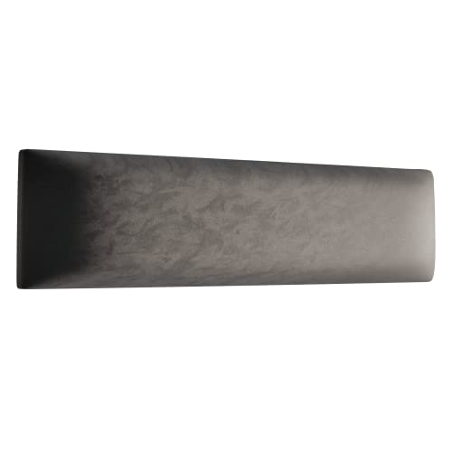 Muralo Samt Wandkissen Stoff Polsterpaneel Schlafzimmer Wohnzimmer Bett Wandpolster Bettkopfteil Lendekissen Modern Luxus Gepolstert Polster Paneel (Graphit, 100 cm x 20 cm) von Muralo