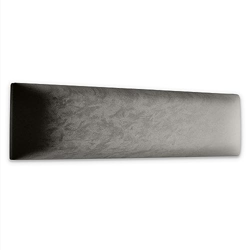 Muralo Samt Wandkissen Stoff Polsterpaneel Schlafzimmer Wohnzimmer Bett Wandpolster Bettkopfteil Lendekissen Modern Luxus Gepolstert Polster Paneel (Grau, 60cm x 15cm) von Muralo