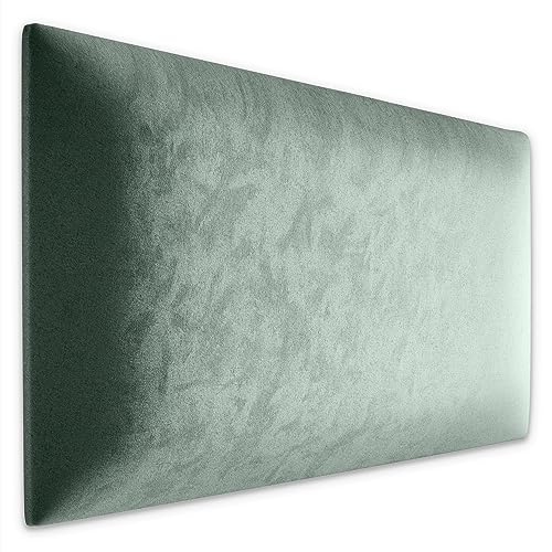 Muralo Samt Wandkissen Stoff Polsterpaneel Schlafzimmer Wohnzimmer Bett Wandpolster Bettkopfteil Lendekissen Modern Luxus Gepolstert Polster Paneel (Mint, 50 cm x 30 cm) von Muralo