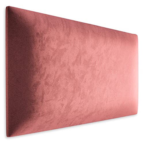 Muralo Samt Wandkissen Stoff Polsterpaneel Schlafzimmer Wohnzimmer Bett Wandpolster Bettkopfteil Lendekissen Modern Luxus Gepolstert Polster Paneel (50 cm x 30 cm, Rosa) von Muralo