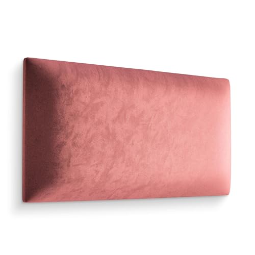 Muralo Samt Wandkissen Stoff Polsterpaneel Schlafzimmer Wohnzimmer Bett Wandpolster Bettkopfteil Lendekissen Modern Luxus Gepolstert Polster Paneel (60 cm x 30 cm, Rosa) von Muralo