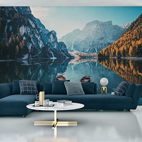 Muralo Selbstklbnde Fototapete 254x184 Boote See Gebirge Landschaft 3D Moderne Tapete Wohnzimmer Schlafzimmer Wandbilder Wandtapete Wandtattoo XXL Br. 254 cm x Hö. 184 cm von Muralo