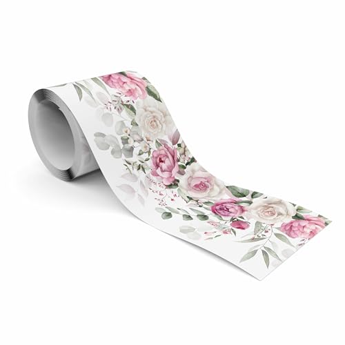 Muralo - Selbstklebende Bordüre - Tapetenbordüre Wandbördure - Dekorative Wandtatto für Wände, Möbel, Decken, Tapeten, Wandverkleidungen, Türen - Aquarellrosen - Br.10cm x Hö.300cm von Muralo