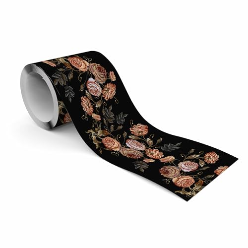 Muralo - Selbstklebende Bordüre - Tapetenbordüre Wandbördure - Dekorative Wandtatto für Wände, Möbel, Decken, Tapeten, Wandverkleidungen, Türen - Bestickte Rosen - Br.10cm x Hö.300cm von Muralo