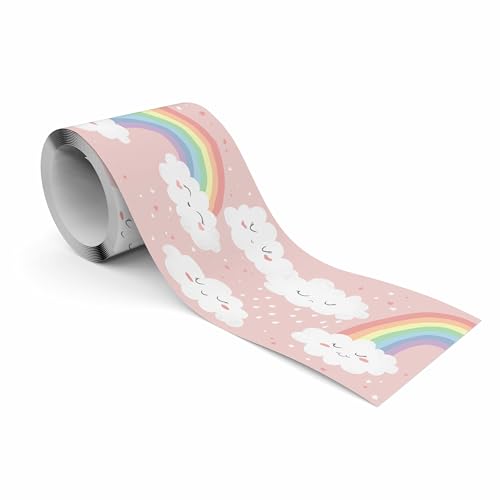 Muralo - Selbstklebende Bordüre - Tapetenbordüre Wandbördure - Dekorative Wandtatto für Wände, Möbel, Decken, Tapeten, Wandverkleidungen, Türen - Wolken, Regenbogen - Br.10cm x Hö.300cm von Muralo