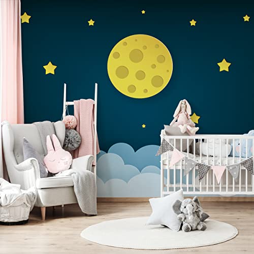 Muralo Selbstklebende FOTOTAPETE 360x240 TAPETE Wandtapeten Nacht Mond Sterne Wolken 3D Spielzimmer Kinderstube Moderne Wandbilder XXL Wand Dekoration Abstrakt Luxus Br. 360 cm x Hö. 240 cm von Muralo