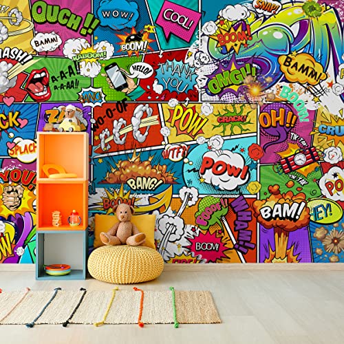 Muralo Selbstklebende FOTOTAPETE 90x60 TAPETE Wandtapeten Jugend Comic Untertitel Dekor Spielzimmer Kinderstube Moderne Wandbilder XXL Wand Dekoration Abstrakt Luxus Br. 90 cm x Hö. 60 cm von Muralo