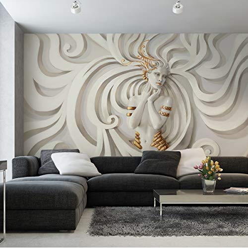 Muralo Selbstklebende Fototapete 104 x 70,5 3D Effekt Medusa Tapete Luxus Stein Steinoptik Marmor Wohnzimmer Schlafzimmer Wandbilder XXL Wand Br. 104 cm x Hö. 70,5 cm von Muralo