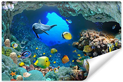 Muralo Selbstklebende Fototapete 400 x 280 Natur Ozean Meer Tapete Wasser Unterwasserwelt Korallenriff Tiere Wohnzimmer Schlafzimmer Wandbilder XXL Wand Br. 400 cm x Hö. 280 cm von Muralo