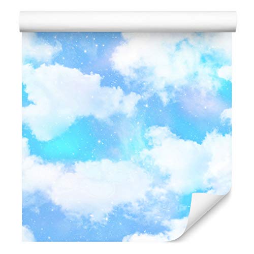 Muralo Selbstklebende Tapeten Rollen Natur Muster Himmel Wolken Ornamente Gemalt Aquarell 1000 x 50cm Wandtapete für Wohnzimmer Schlafzimmer von Muralo