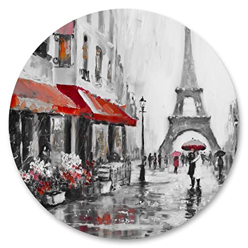 Muralo Sticker Kreis Pariser Gasse Zeichnung Eiffelturm Paris Panorama Wanddekoration Wandtattoo Aufkleber für Wohnzimmer Schlafzimmer Gästezimmer Br. 100cm x Hö. 100cm von Muralo